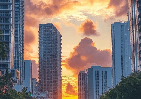city at sunset